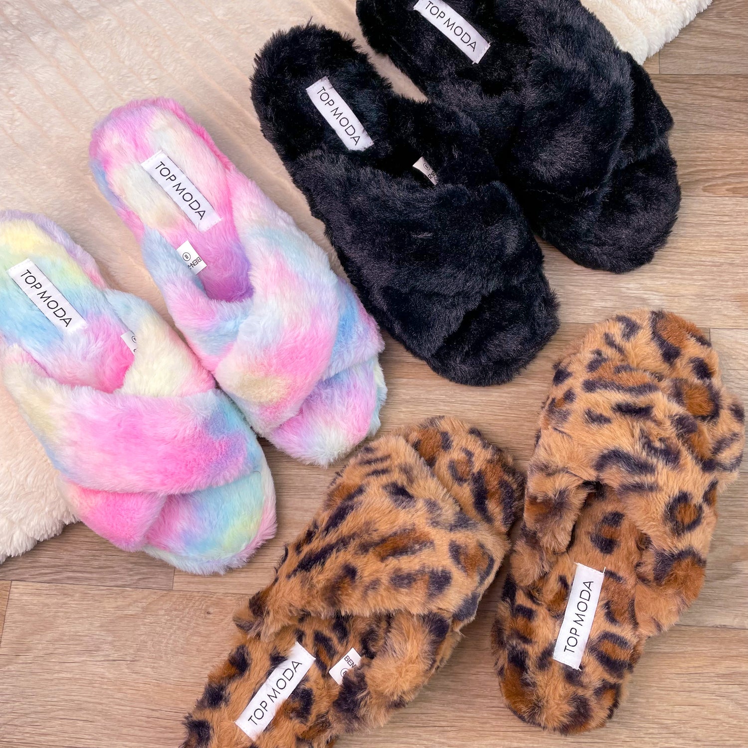 Top moda Ben-25 slippers leopard tie dye black