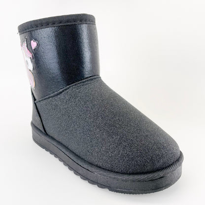 chulis sparkling-2 black litter girl faux fur glitter boots