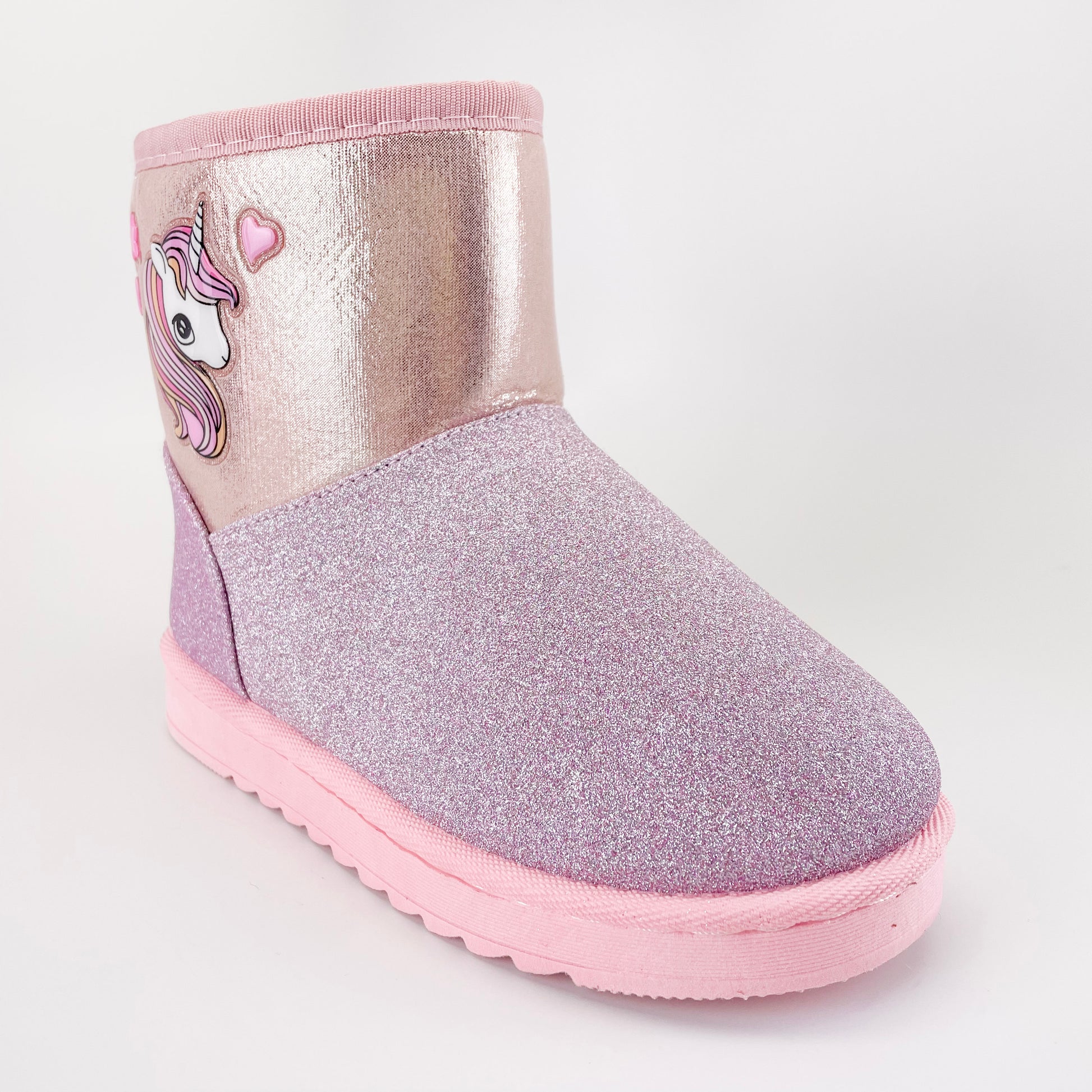 chulis sparkling-2 pink little girl faux fur glitter boots