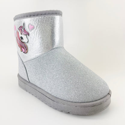 chulis sparkling-2 silver litter girl faux fur glitter boots
