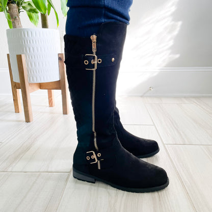 "Maggie" Suede Quilted Boots
