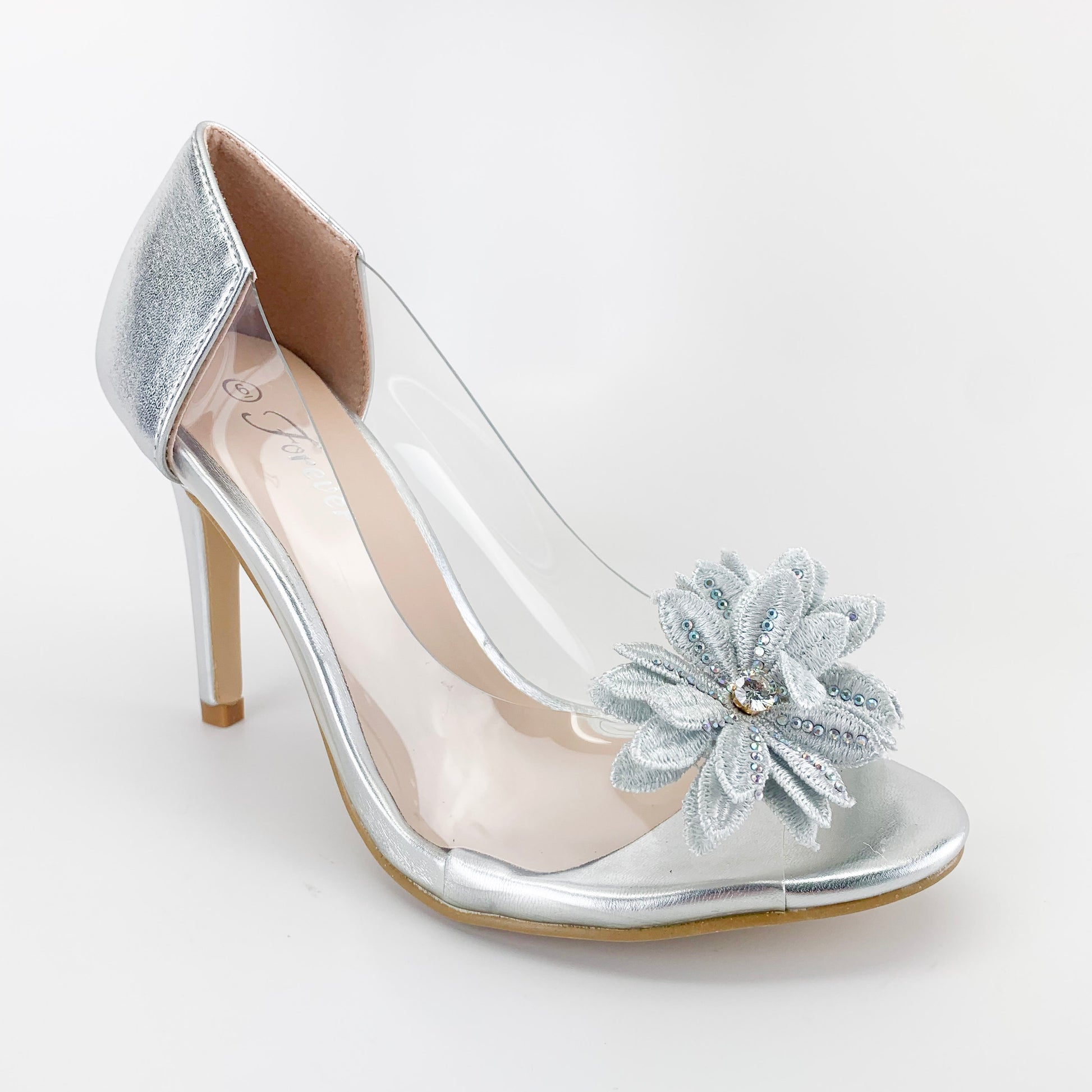 forever link royal-12 silver clear heels