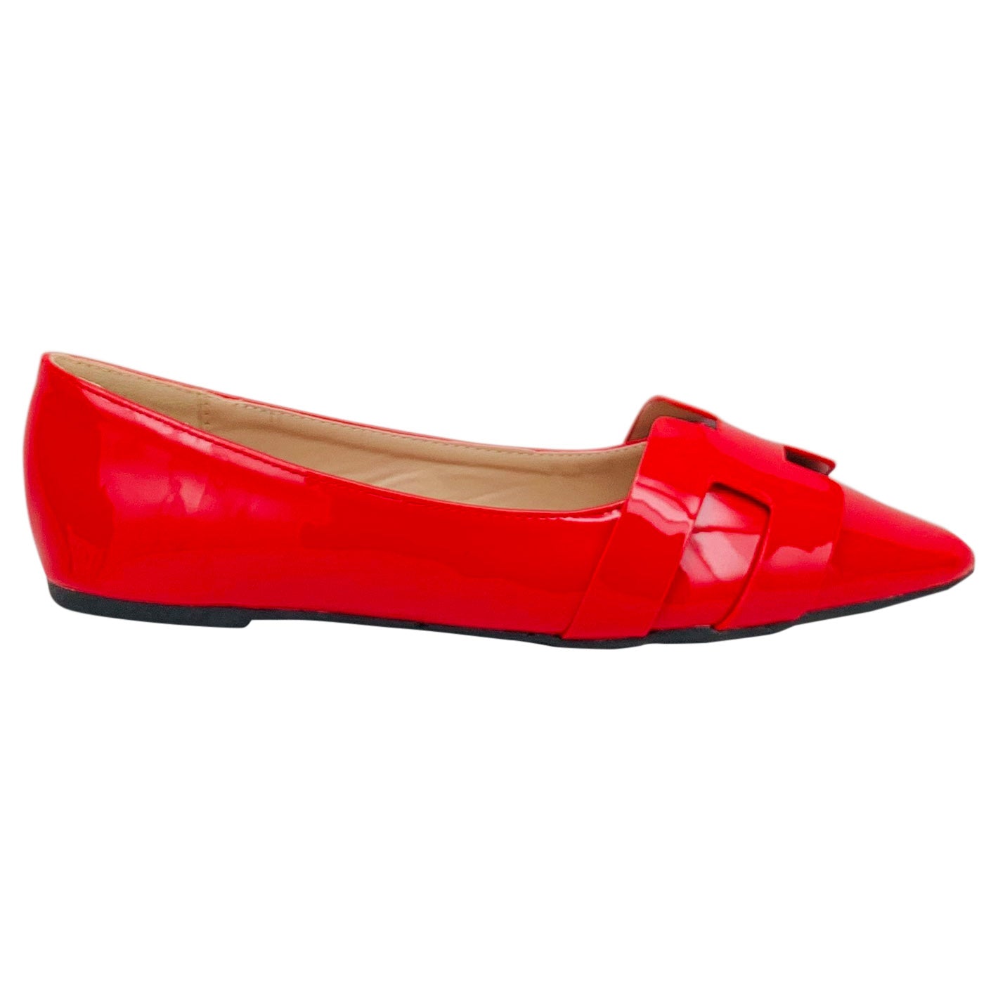 Courtney Pointed Toe Flats (Black,Red,Nude)