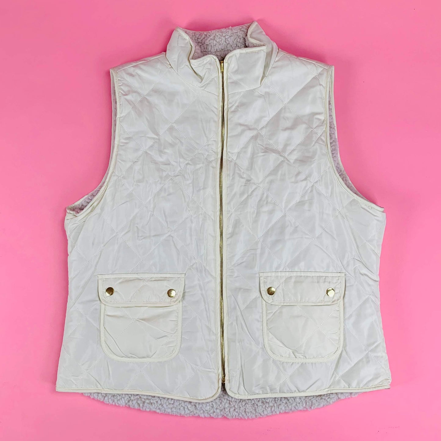 Cozy Love Plus Size Reversible Vest (Black,Burgundy,Olive,Off-White)