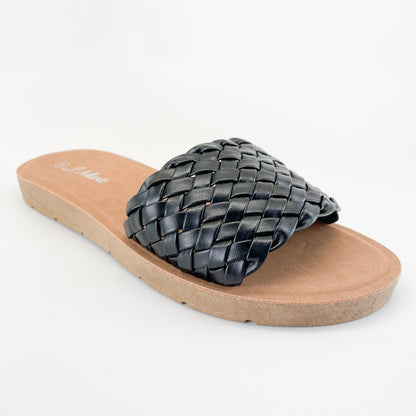 j. mark form-205 black braided woven sandals braided strap sandals flat chunky braided sandals