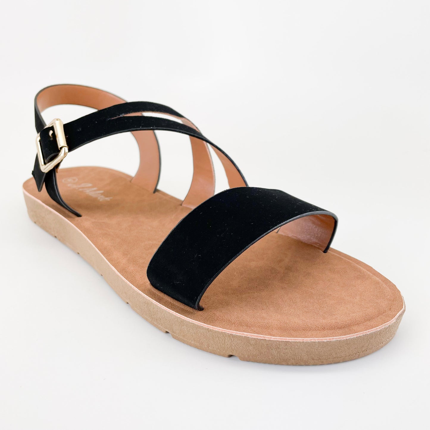 j. mark form-909 black strappy slingback flat sandals