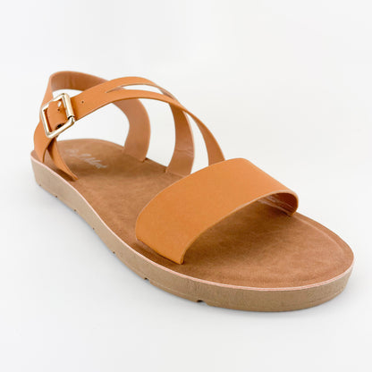 j. mark form-909 tan strappy slingback flat sandals