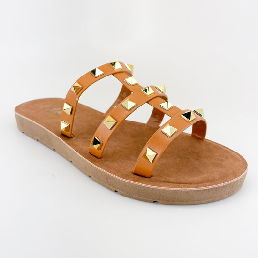 j mark form 207 tan studded slide sandals