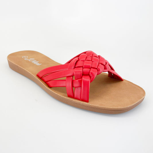 j mark form-75 red braided slide sandal