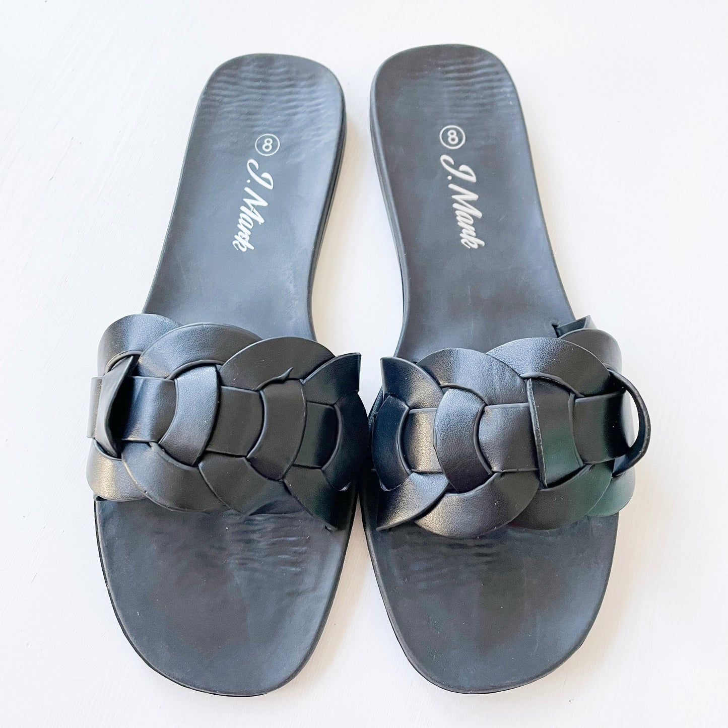 j mark tracy-02 black braided style flat slide sandals