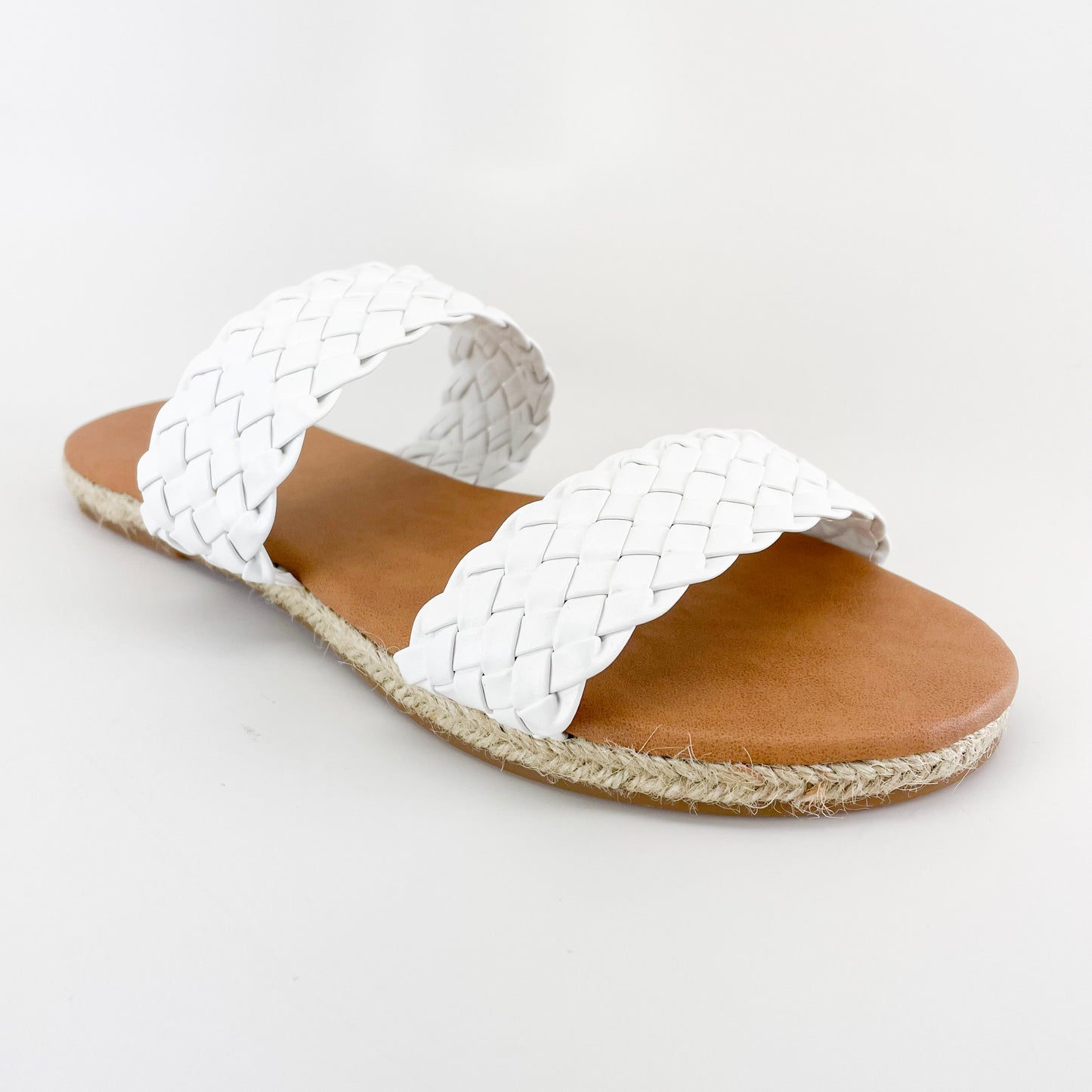 j mark village-54 white double strap braided slide sandal