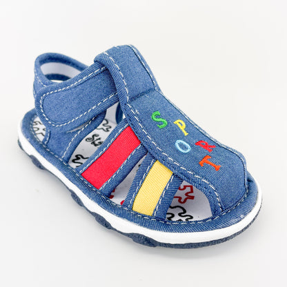 little star baby-15f denim blue baby shoes with squeaker