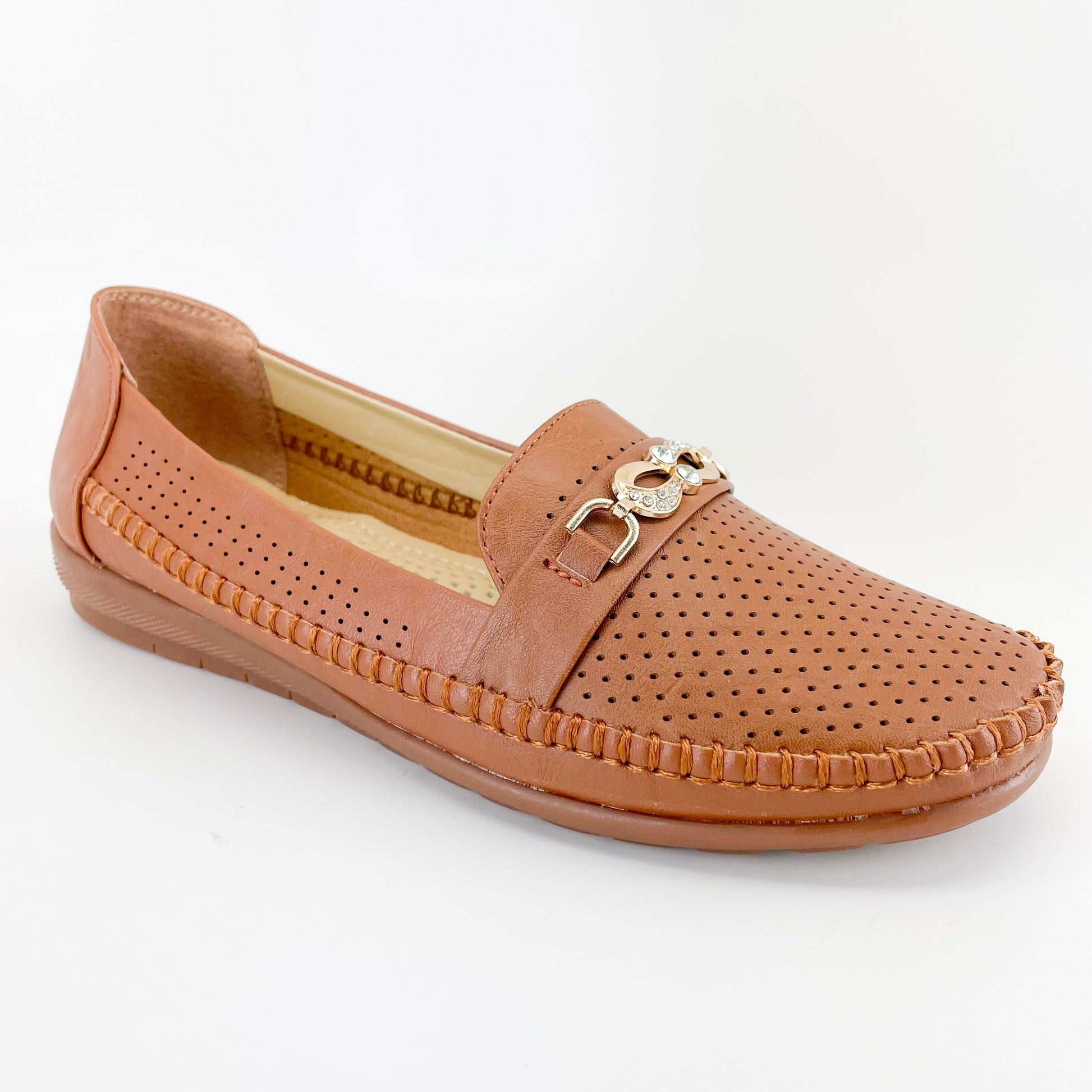 lucita comfort f8-670 camel loafers for women with padded insole