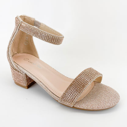lucky top delia-80k rosegold girl rhinestone heels