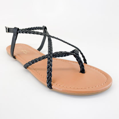 mata shoes garden black barely there braided women summer sandals