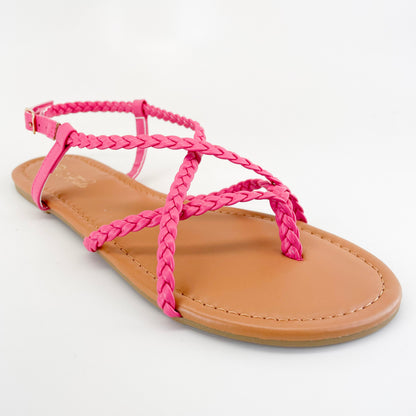mata shoes garden hot pink braided barely there women summer sandal