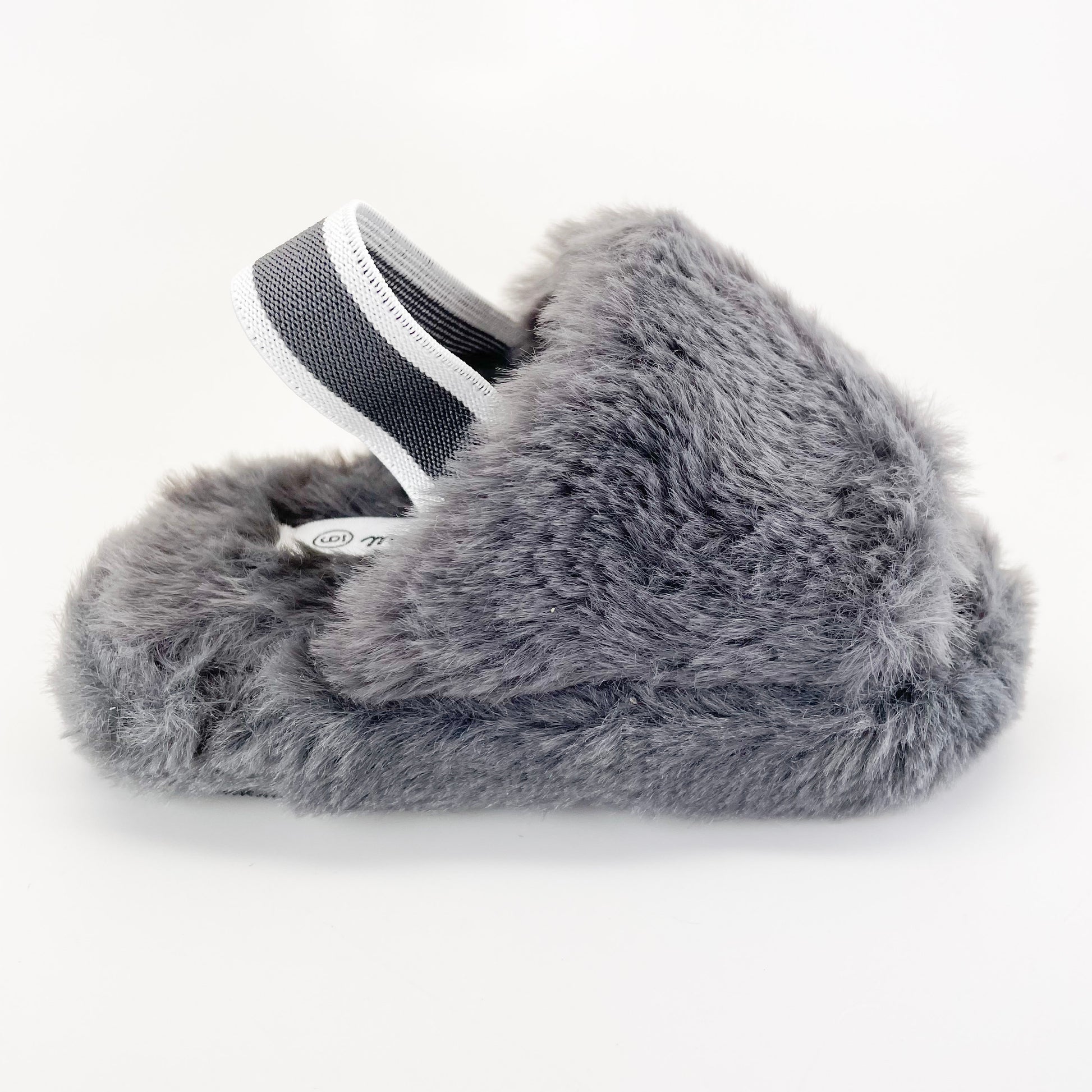 mini moda daisy-66a dark grey baby plush slippers