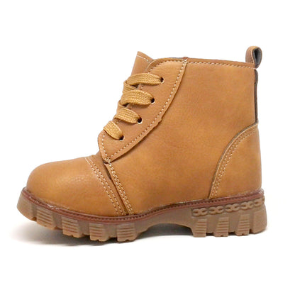 Toddler Boy Camel Color Boots with Laces