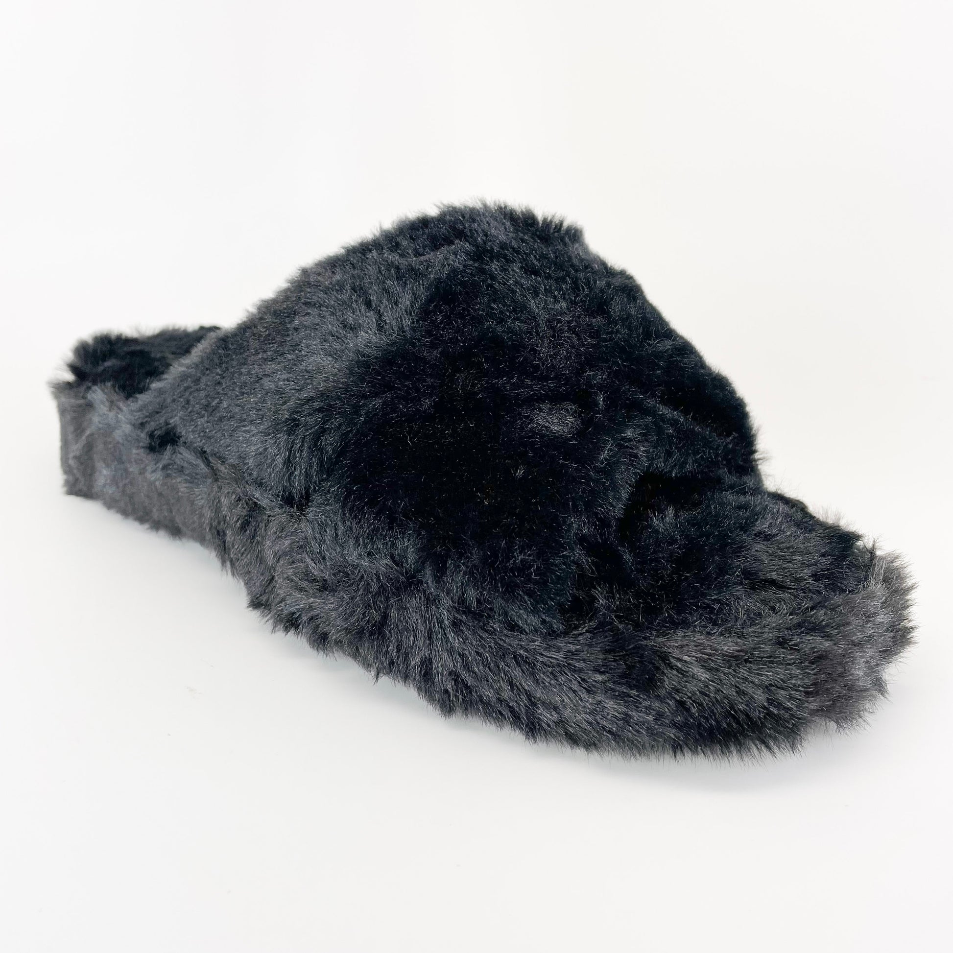 top moda ben-25 black faux fur fuzzy slippers