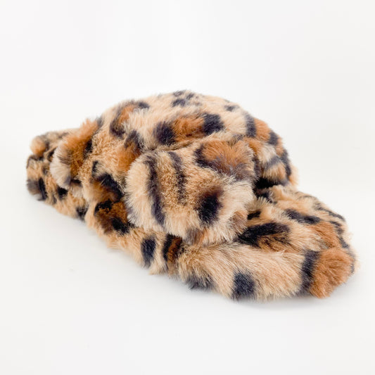 top moda ben-25 leopard print faux fur fuzzy slippers