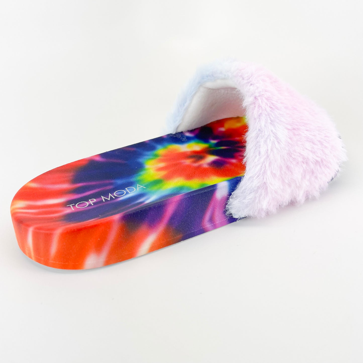 "Carly" Faux Fur Tie Dye Slide Sandal