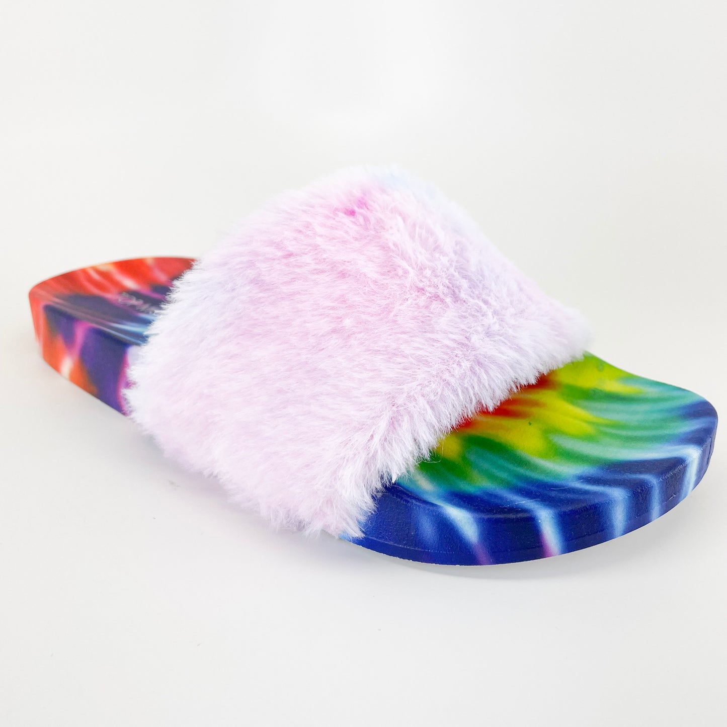 top moda cab-99 rainbow multi plush faux fur slide sandal