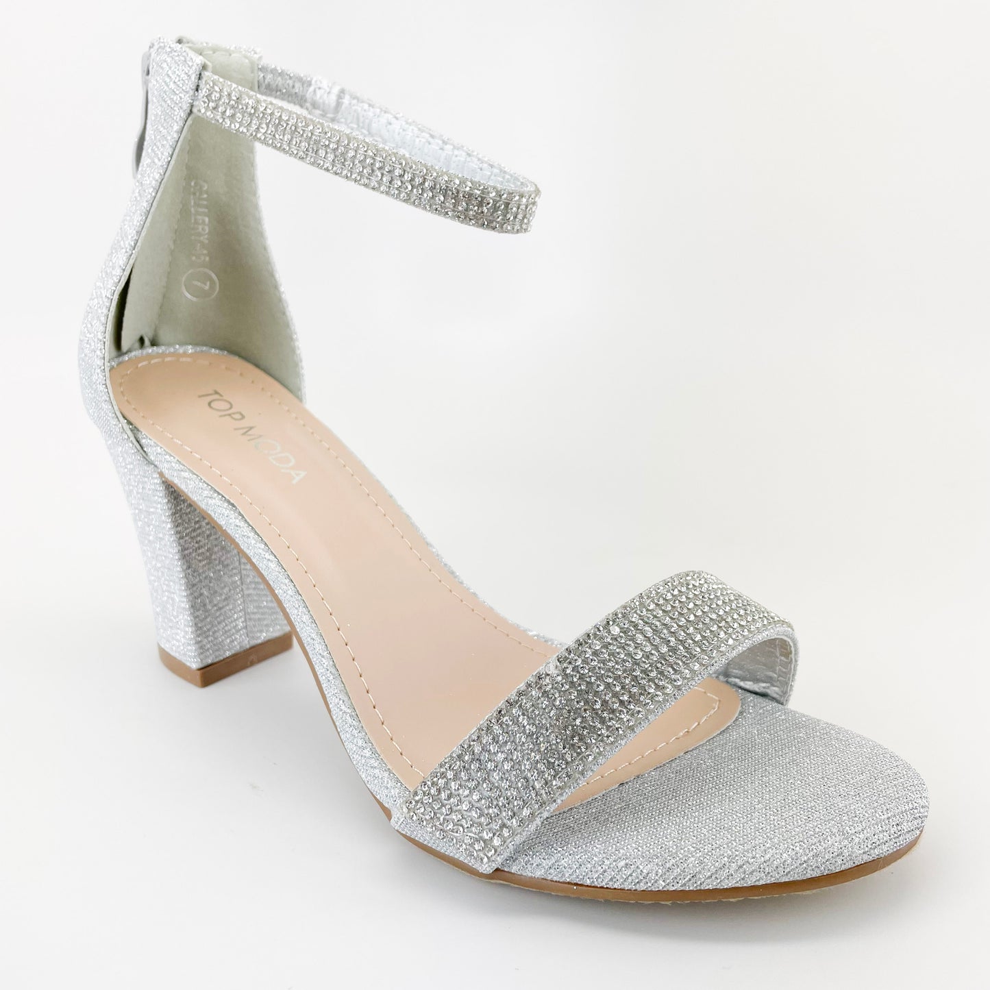 top moda gallery-45 silver glitter heels