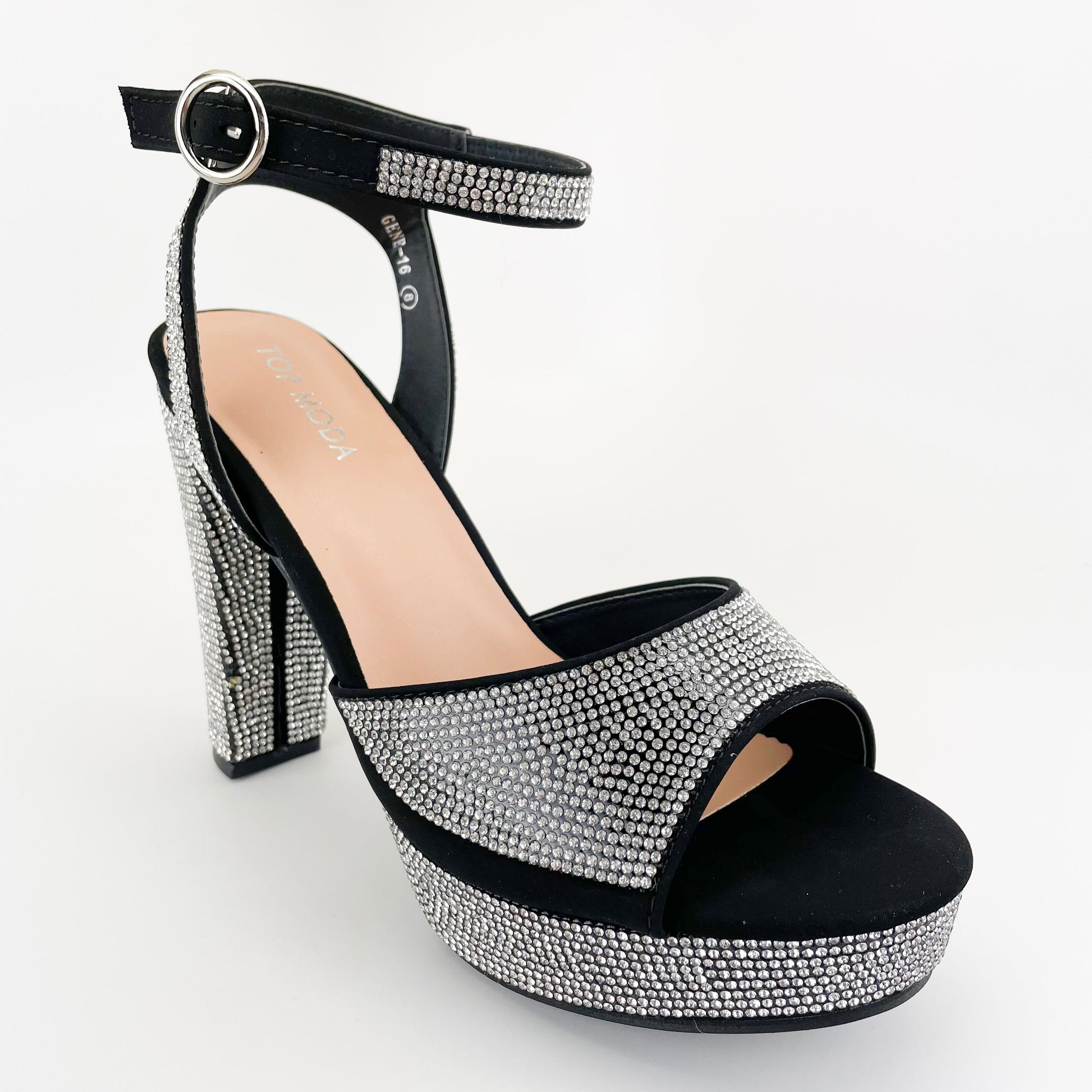 top moda gene-16 black platform heels with rhinestones shoe dazzle wedding party