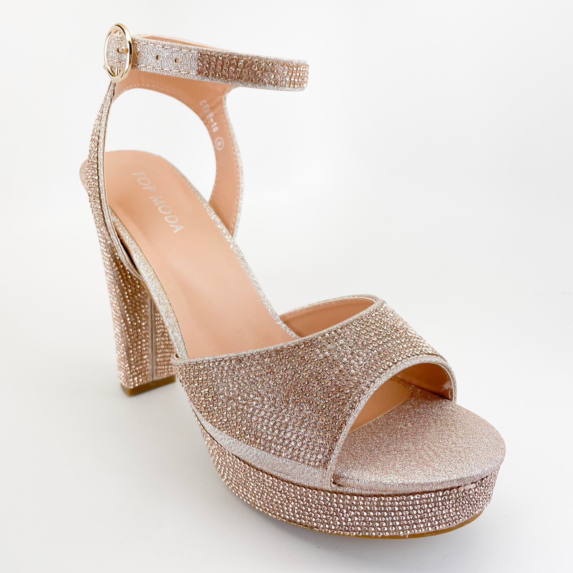 top moda gene-16 rosegold platform heels with rhinestones shoedazzle wedding party