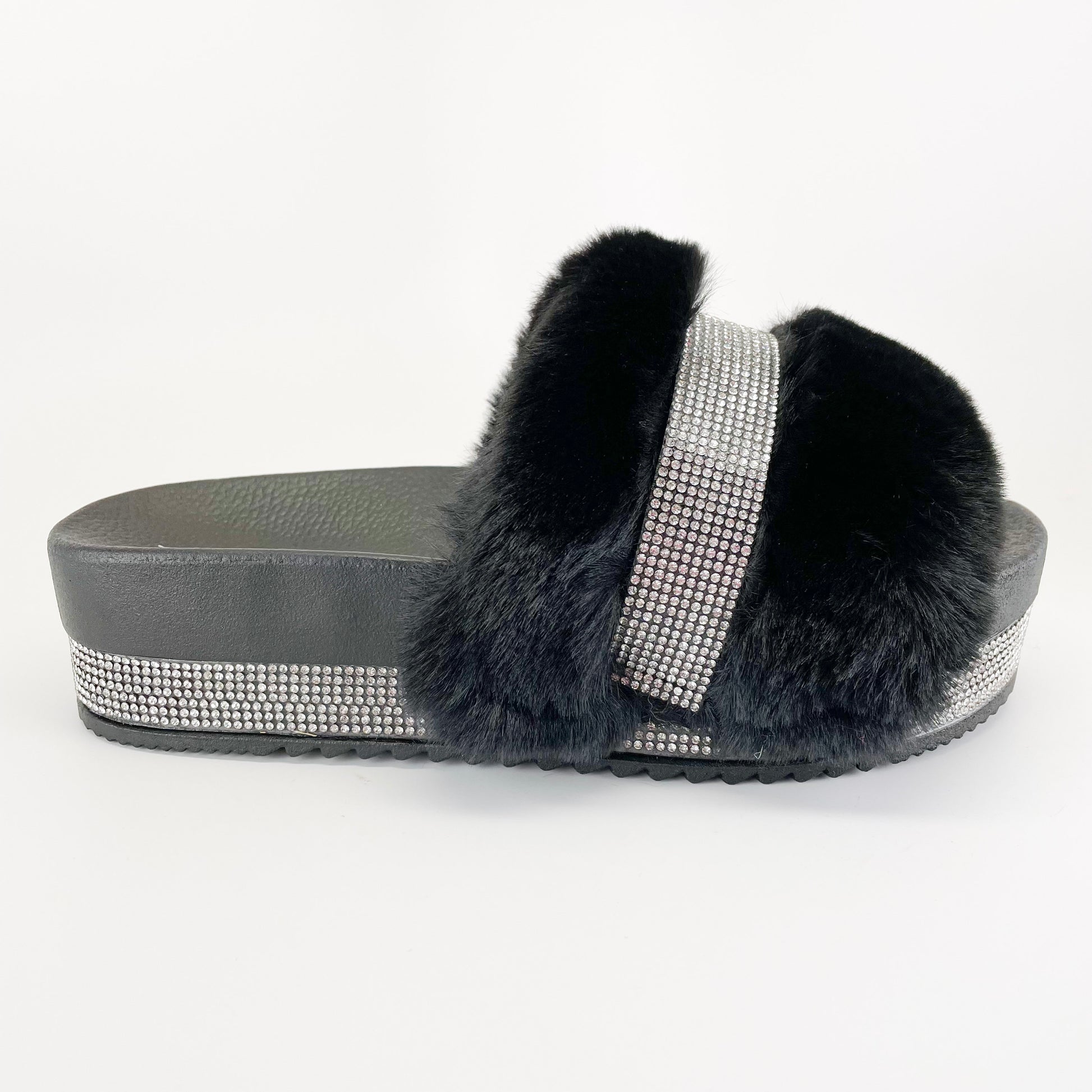 top moda kristen-23 black rhinestone platform plush sandal for women
