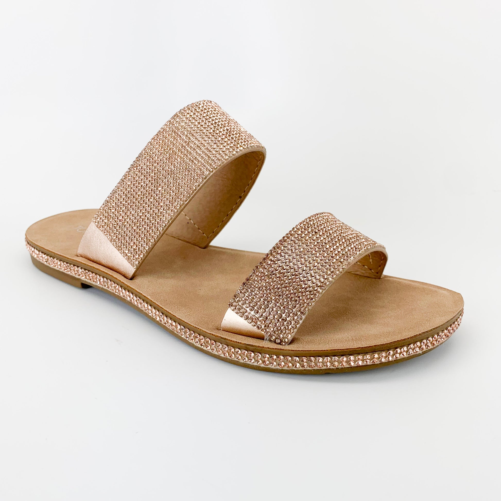 top moda tyson-9 rosegold rhinestone slide sandals