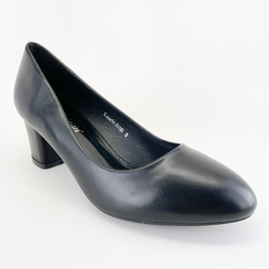 wendy girl cassie black pu heels for women