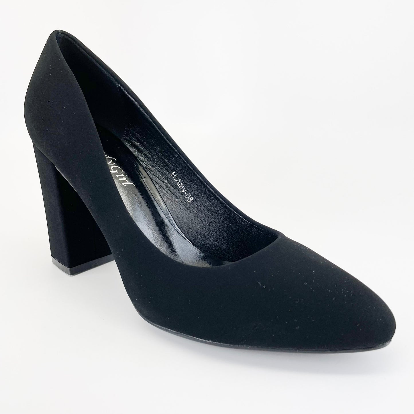 wendy girl h.amy-08 black nubbuck pointed toe heels for women